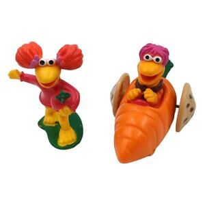 Vintage 1980’s Fraggle Rock PVC Red Figure w/Radish & Gobo in Carrot Car Henson